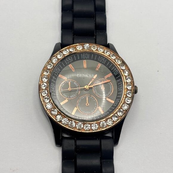 Gold & Black Crystal Men's Watch - Picture 4 of 5